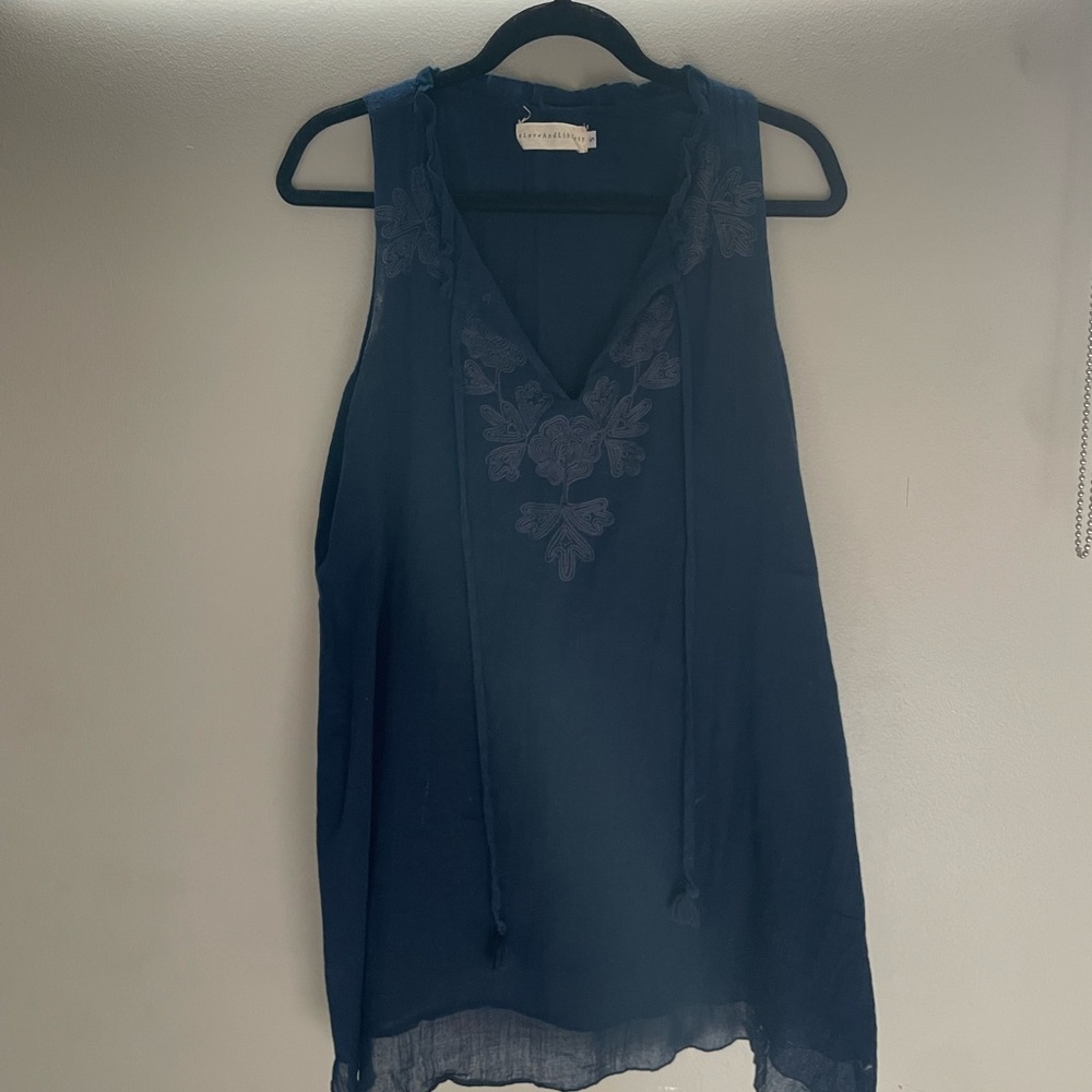 Johnny Was: Navy Embroidered Dress